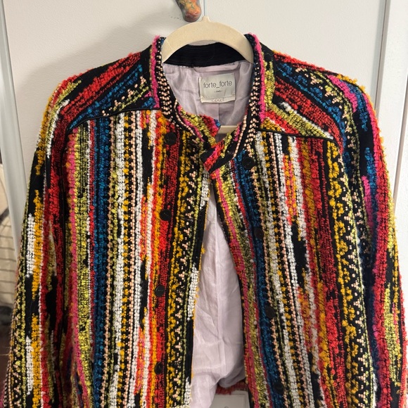 FORTE FORTE BLOUSON JACQUARD PARAISO JACKET - FIESTA - Picture 4 of 10